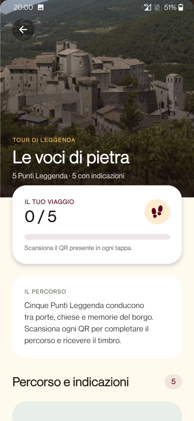 Percorso di un borgo nel prototipo